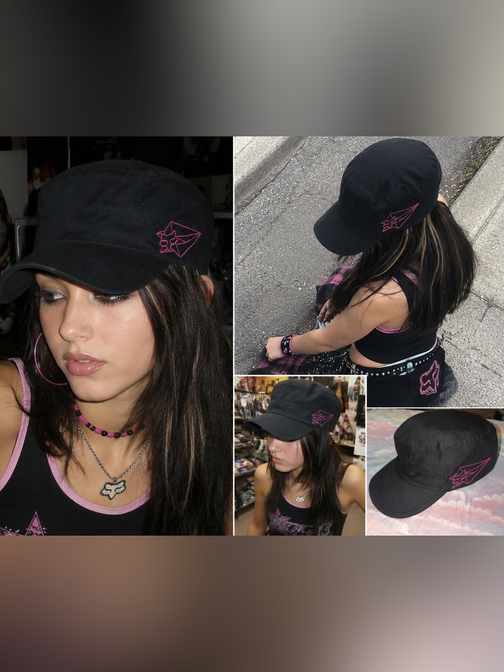 NWOT y2k authentic vintage Fox cadet military hat embroidered cap Bratzcore s/m